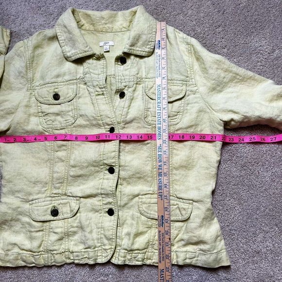 J Jill 100% Linen Jacket Womens Large Lime Green Button Closure Lightweight - Picture 10 of 13
